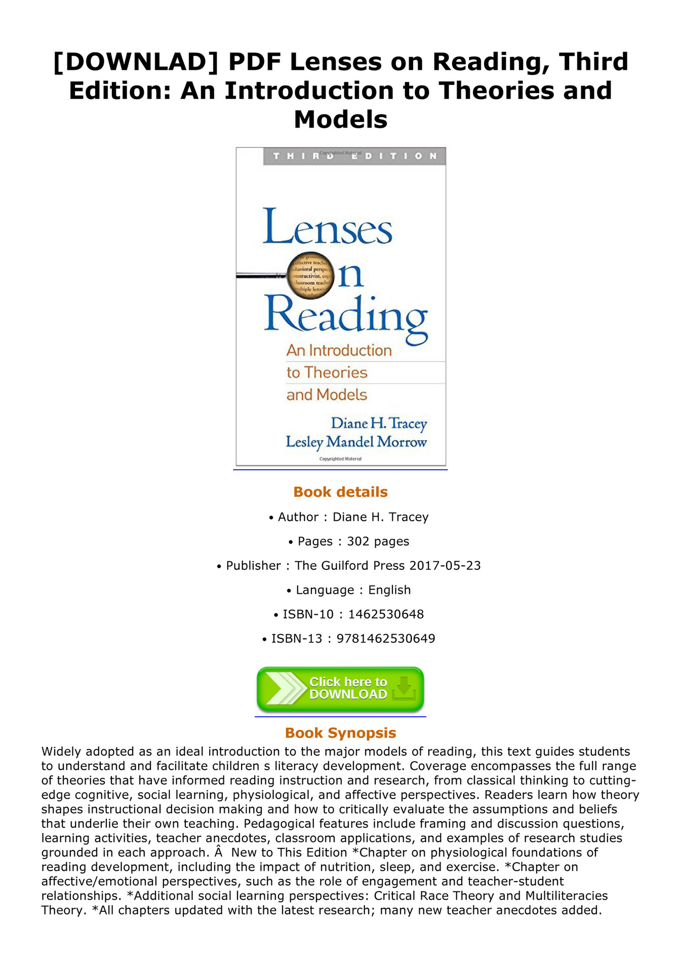 Buis DOWNLAD PDF Lenses on Reading Third Edition An Introduction to