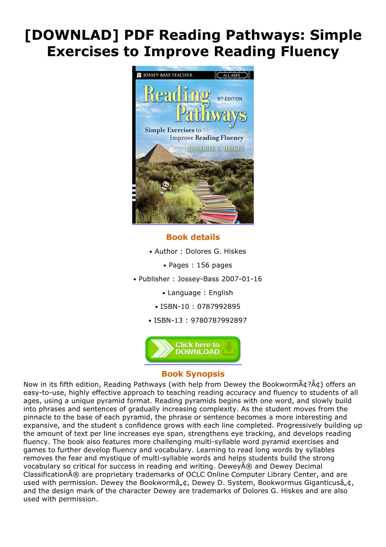 Reading Pathways Simple Exercises to Improve Reading Fluency