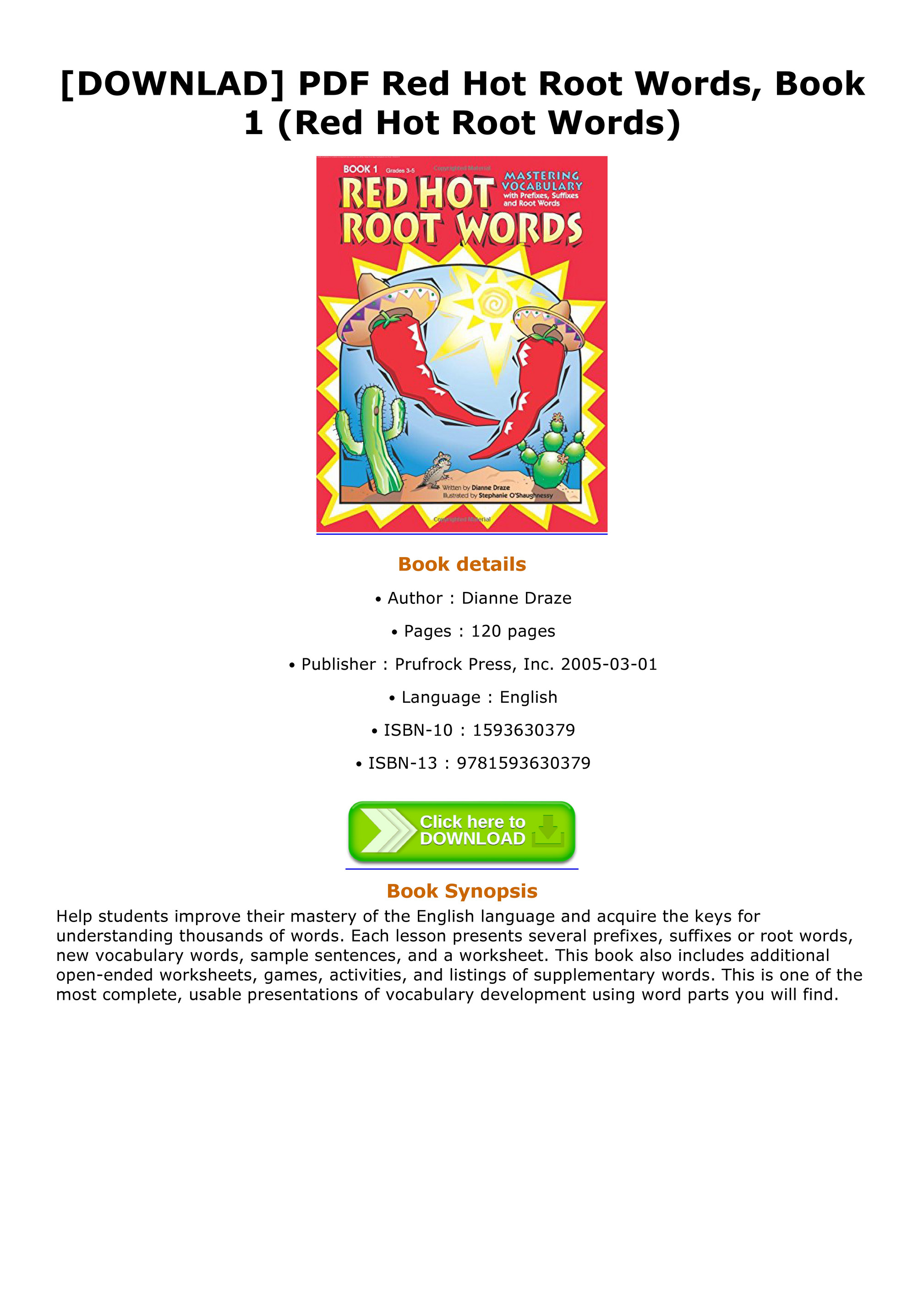 Horacio - DOWNLAD PDF Red Hot Root Words Book 22 Red Hot Root Words Throughout Root Words Worksheet Pdf