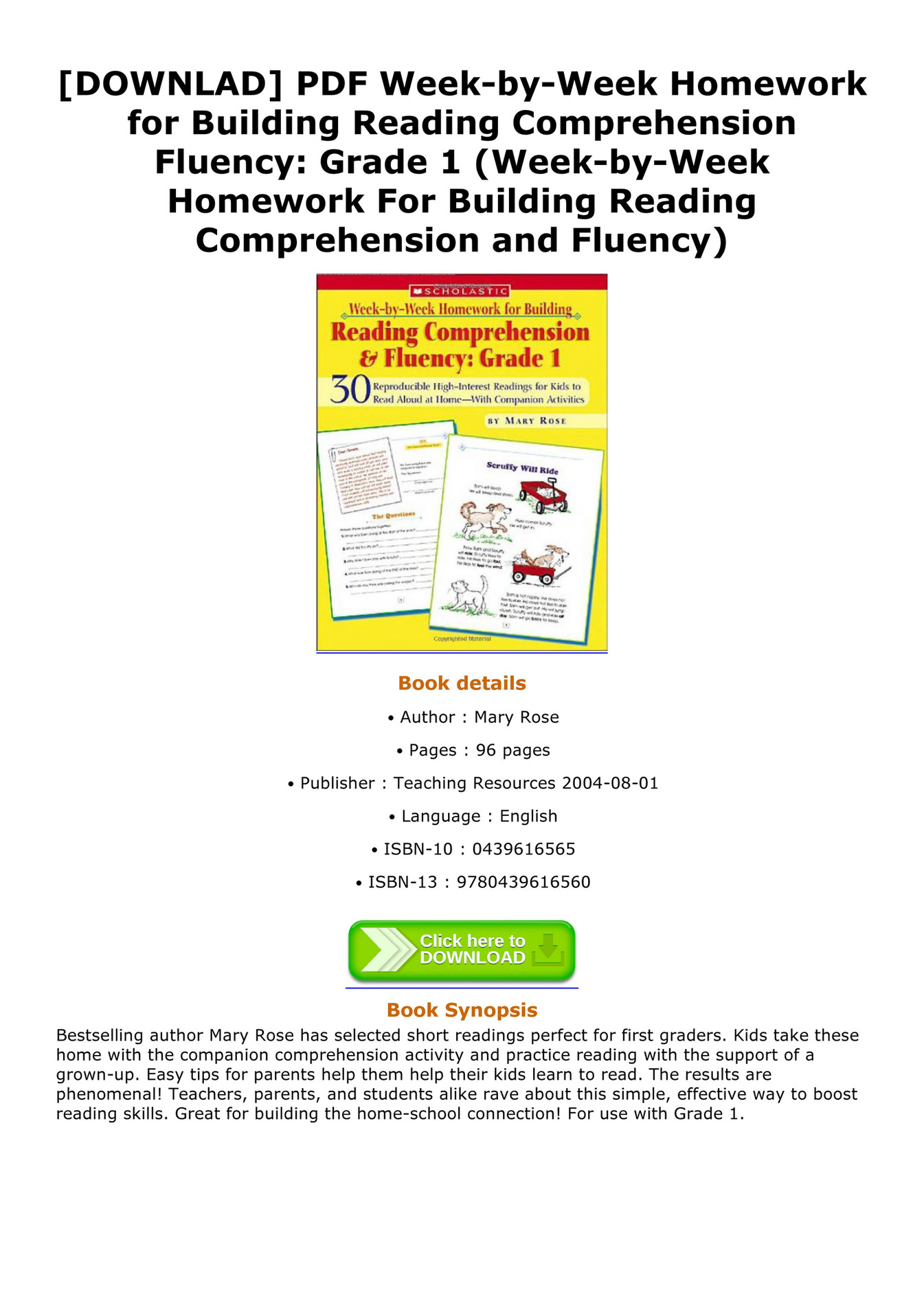 Week-by-week homework: reading comprehension grade 2 pdf picture