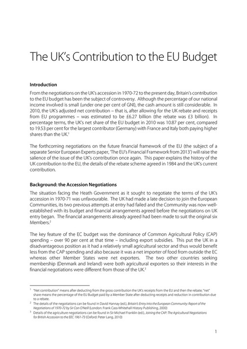 SEE Briefings - The UK’s Contribution to the EU Budget - Page 2-3 ...