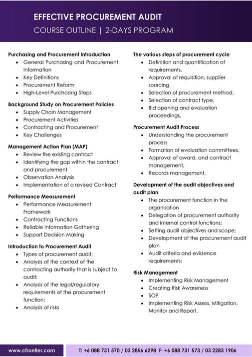 Program Audit Purchasing Corporate Frontier - Effective Procurement Audit, 5-6 Feb'18, Brn ...