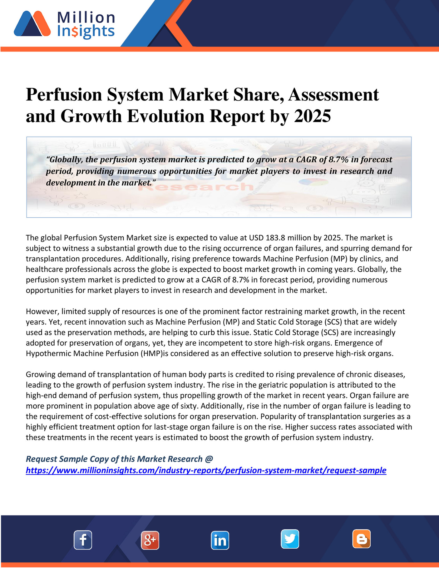 Million Insights Perfusion System Market Share, Assessment and Growth