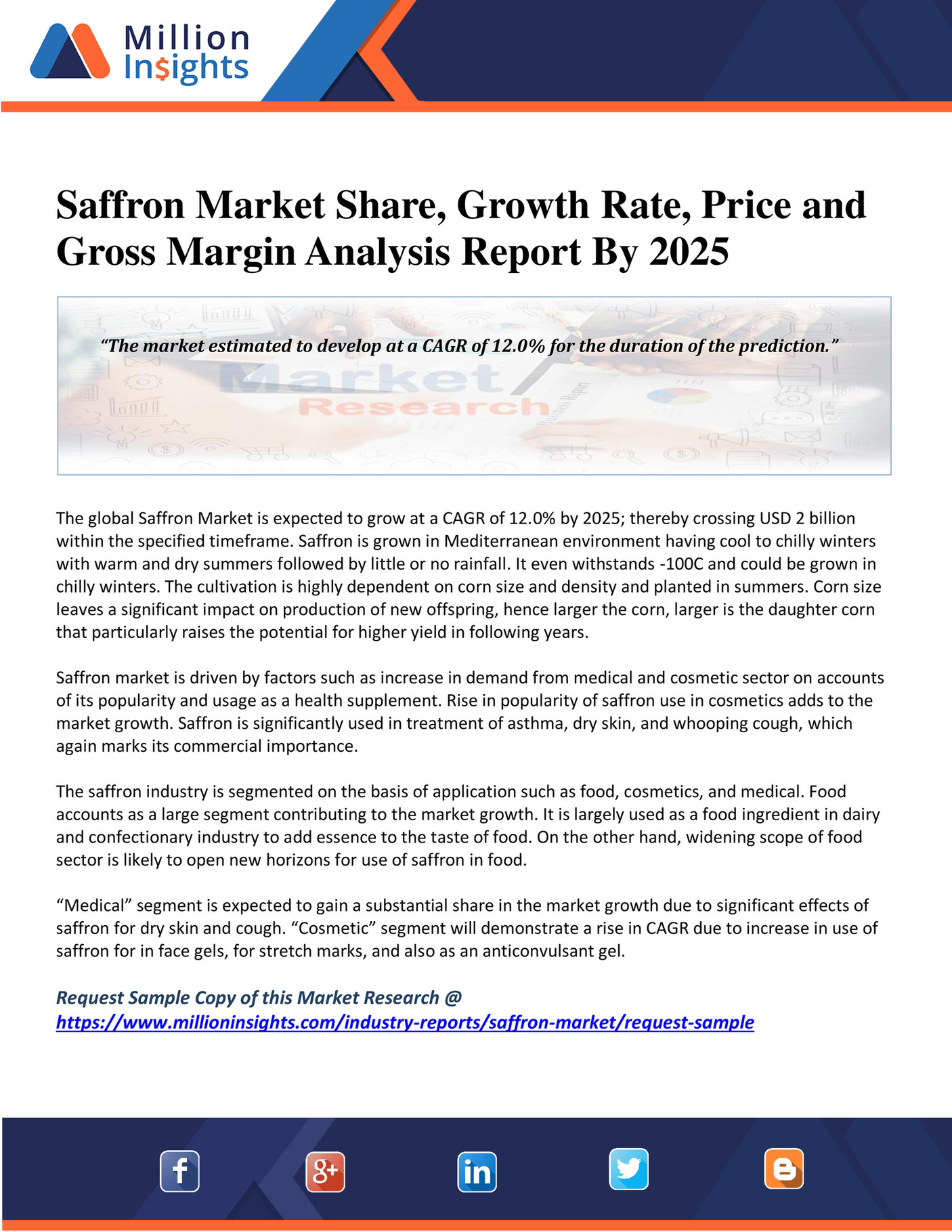 Million Insights Saffron Market Share, Growth Rate, Price and Gross Margin Analysis Report By