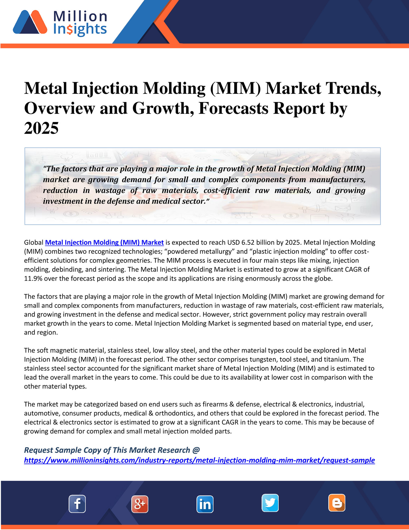 Million Insights - Metal Injection Molding (MIM) Market Trends ...