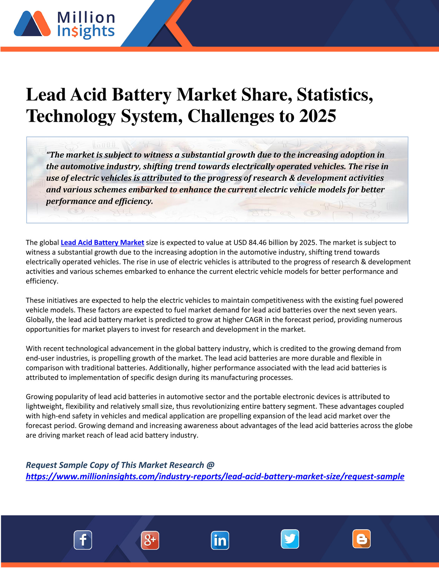 Million Insights - Lead Acid Battery Market Share, Statistics 