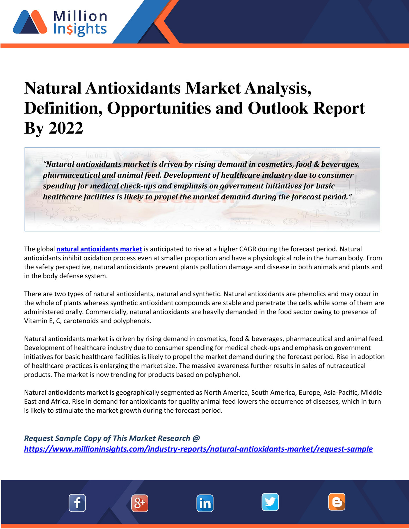 Million Insights Natural Antioxidants Market Analysis, Definition