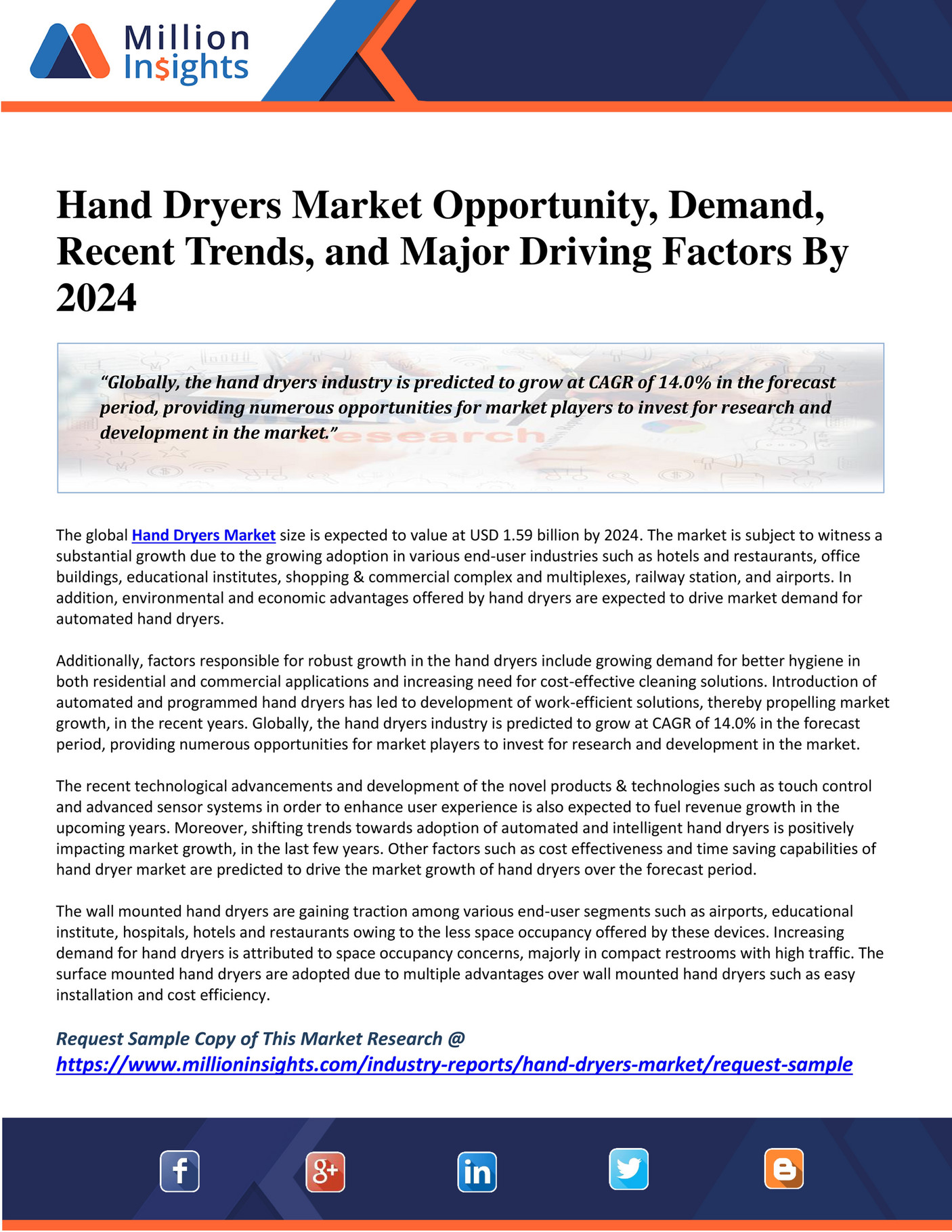 Million Insights Hand Dryers Market Opportunity, Demand, Recent