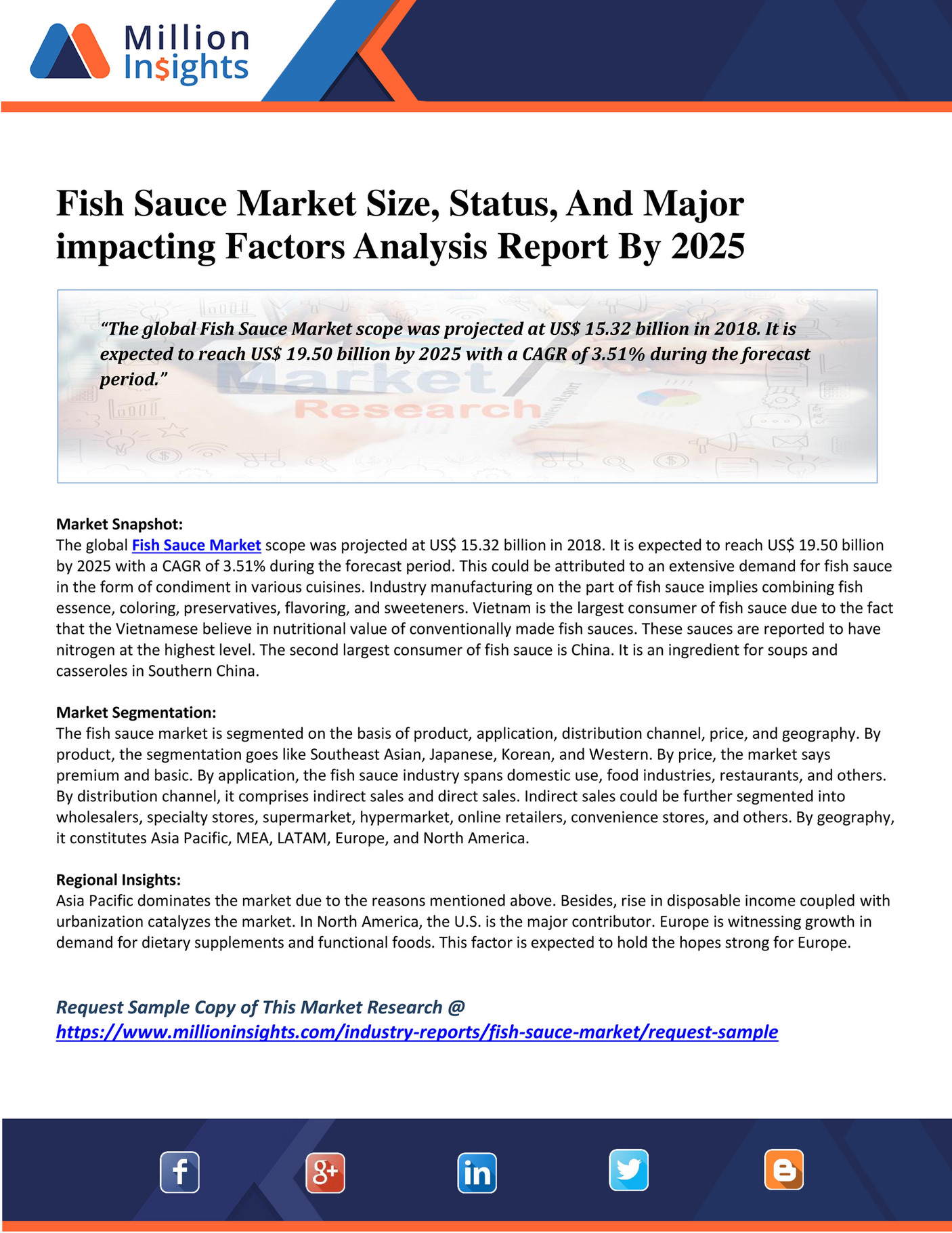 Fish Sauce Market Size, Status, And Major impacting Factors Analysis