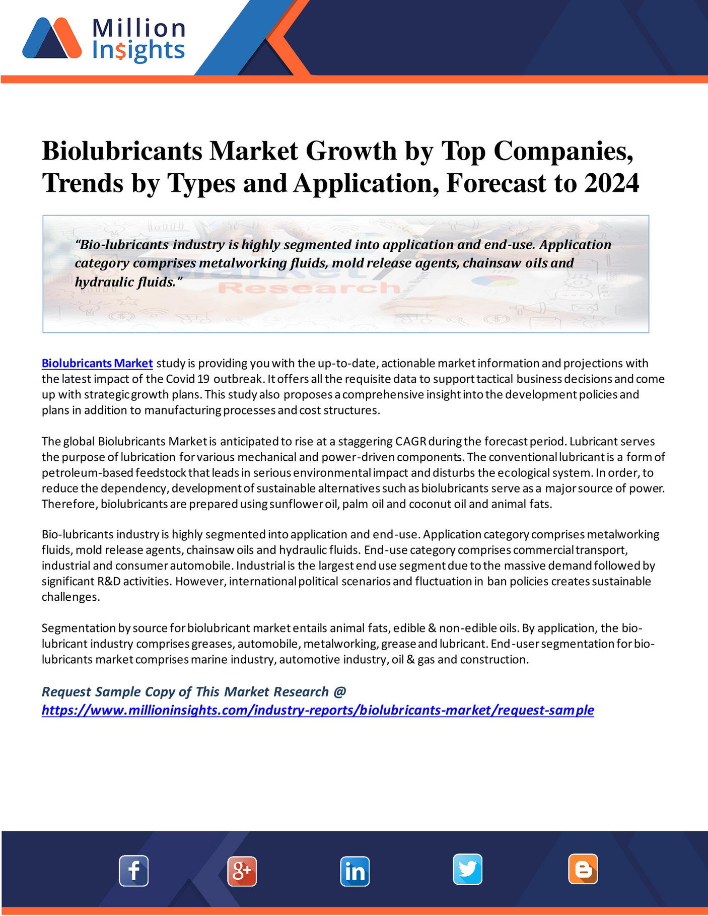 Million Insights - Biolubricants Market Growth by Top Companies, Trends ...