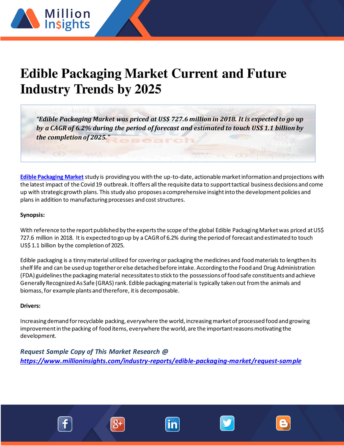 Million Insights Edible Packaging Market Current and Future Industry