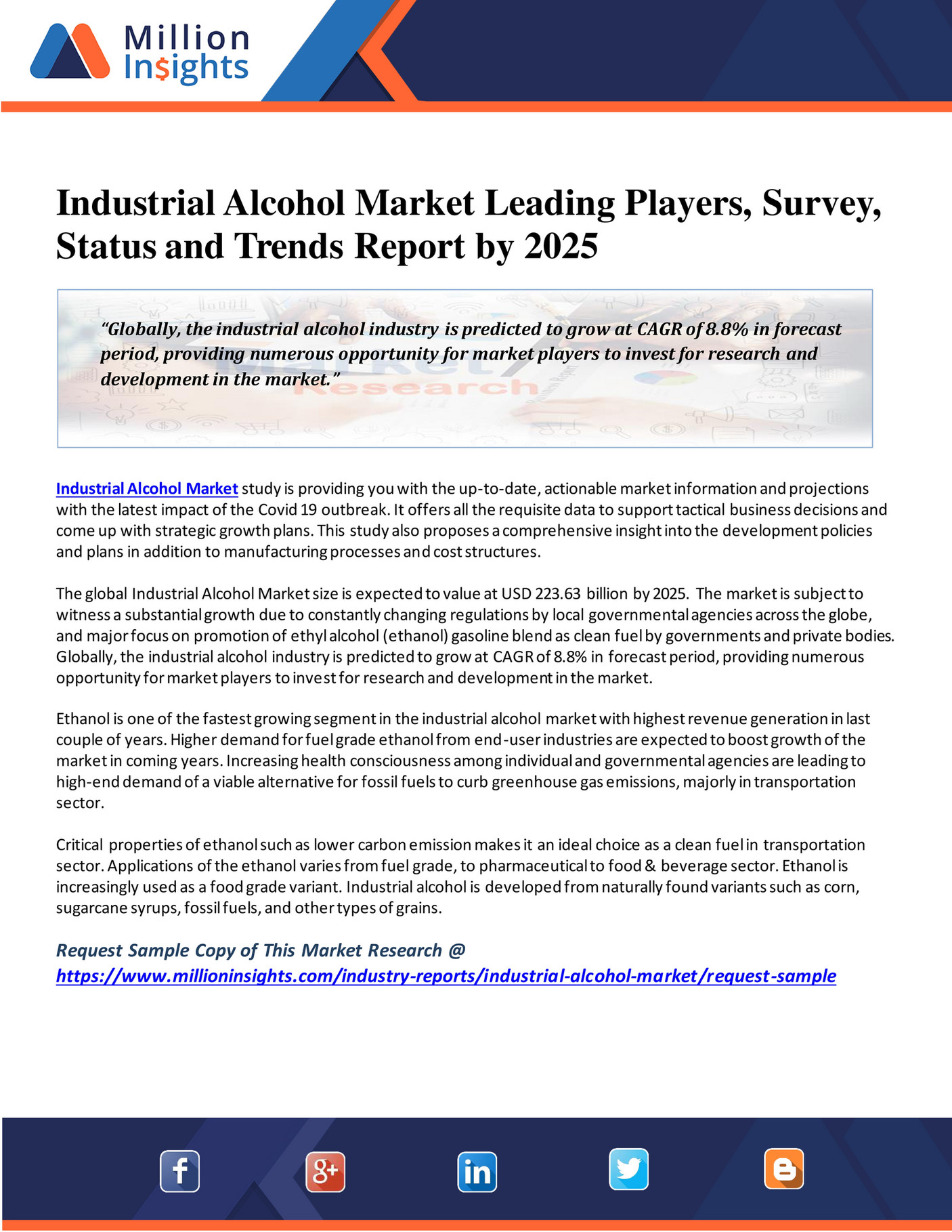 Million Insights Industrial Alcohol Market Leading Players, Survey