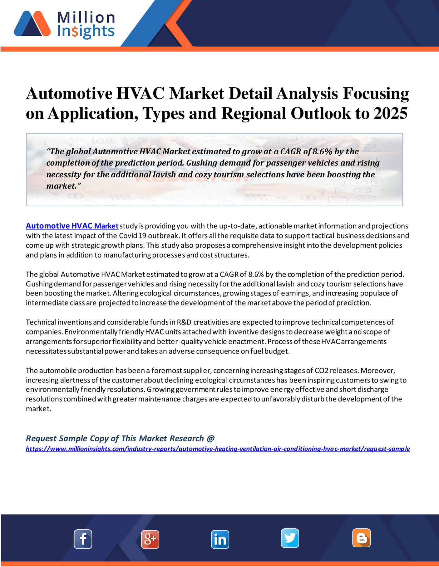 Million Insights Automotive HVAC Market Detail Analysis Focusing on