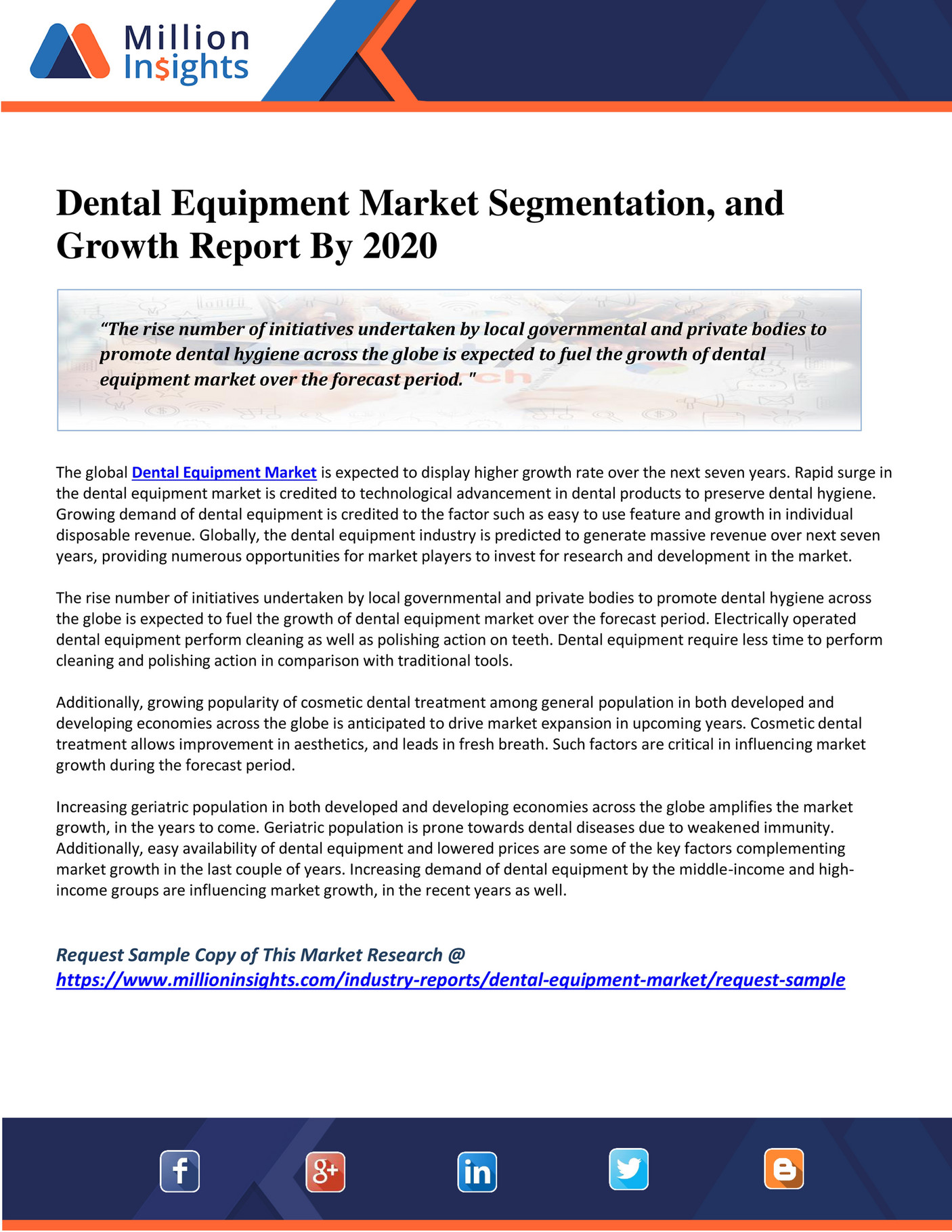 Million Insights Dental Equipment Market Segmentation, and Growth