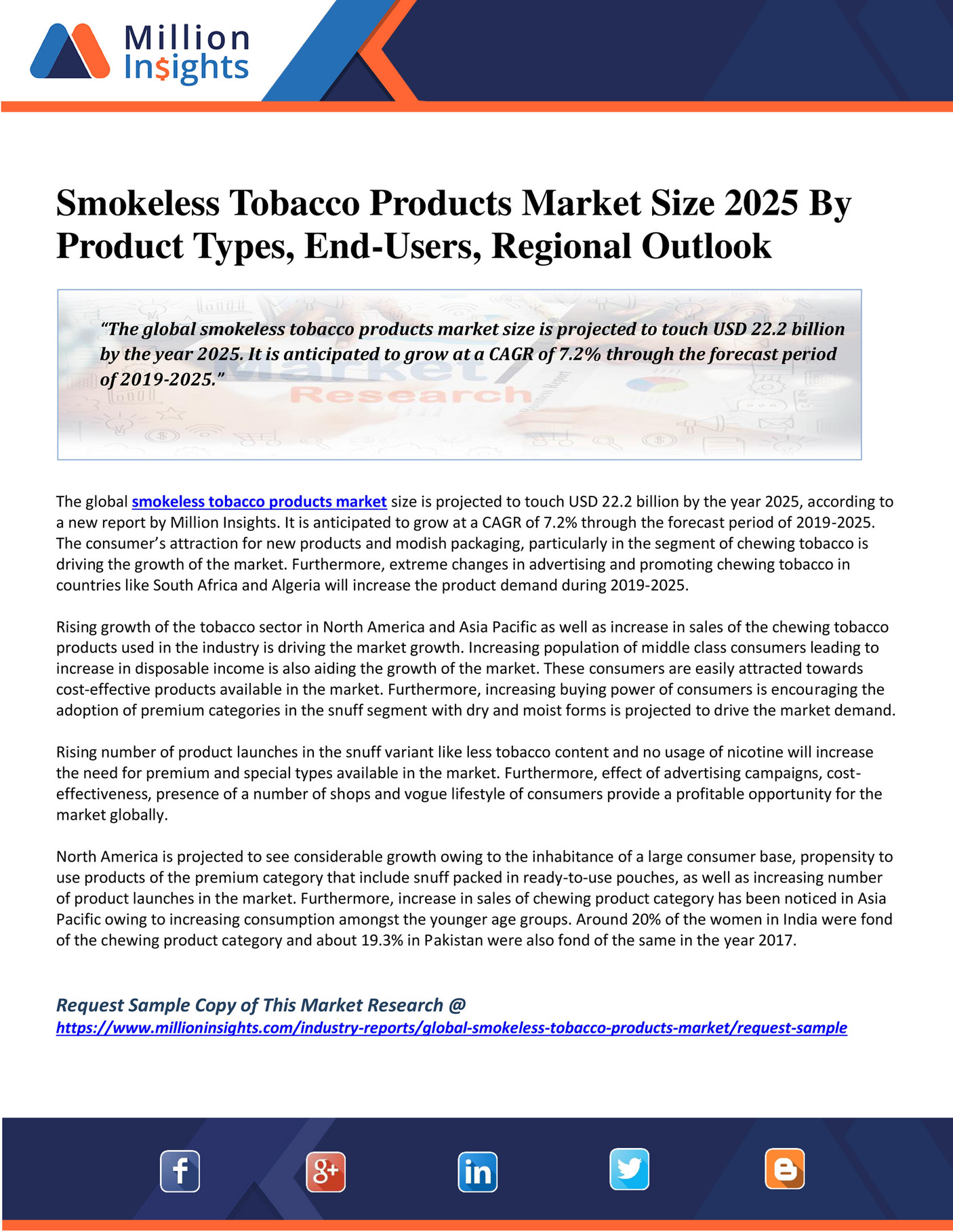 Million Insights Smokeless Tobacco Products Market Size 2025 By
