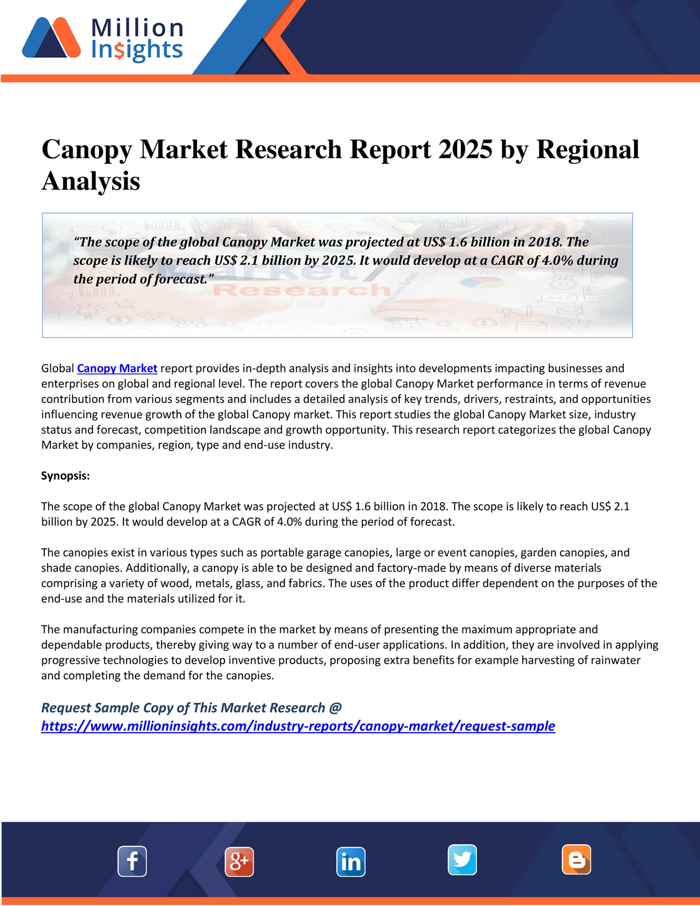 Million Insights Canopy Market Research Report 2025 by Regional