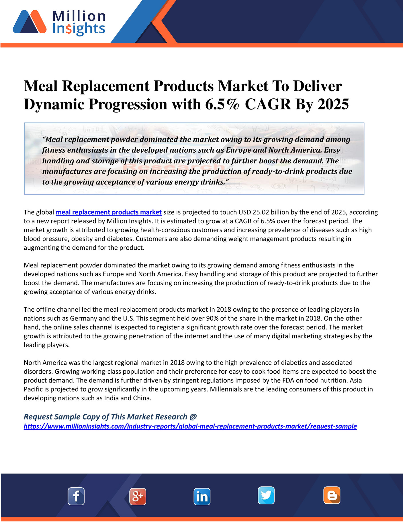 Million Insights Meal Replacement Products Market To Deliver Dynamic