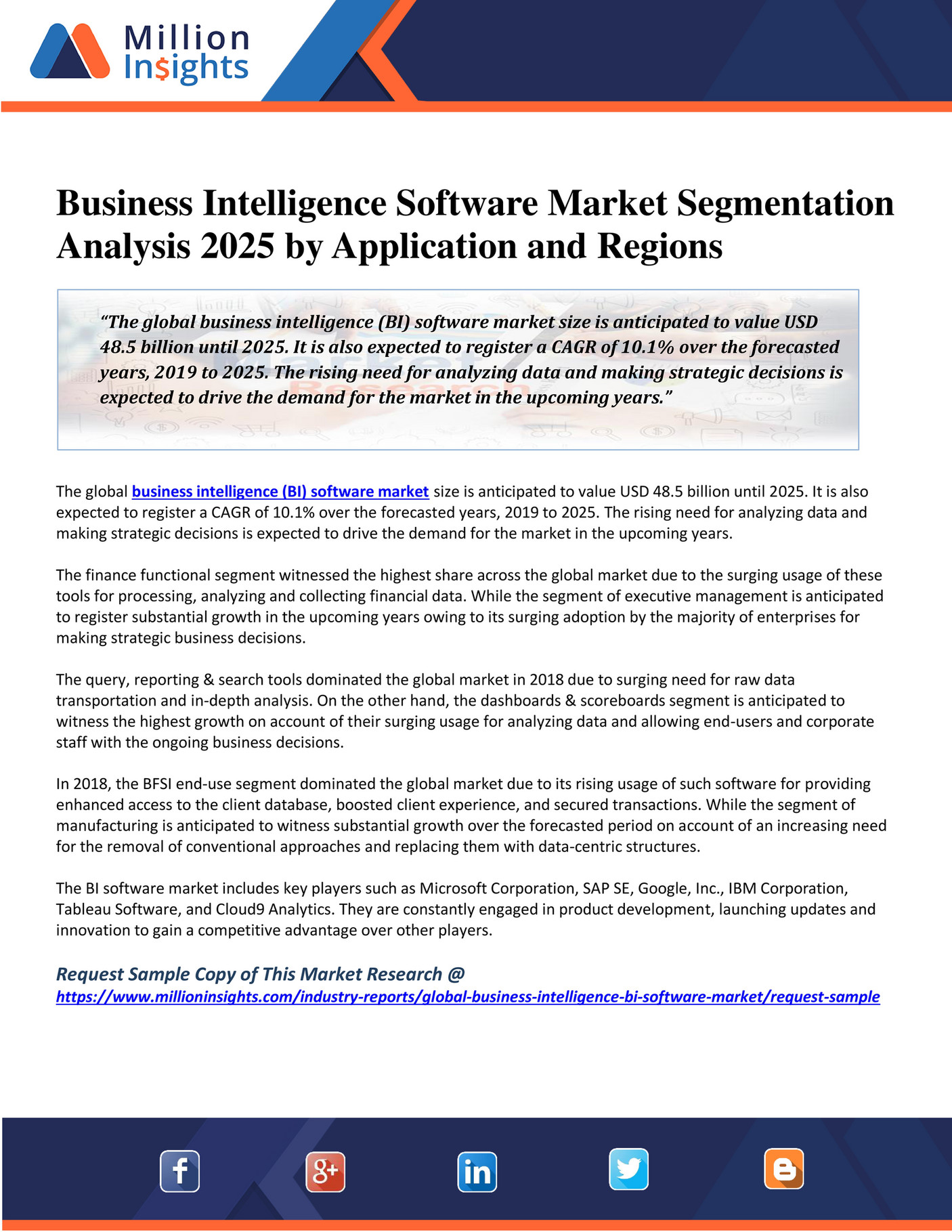 Million Insights - Business Intelligence Software Market Segmentation ...