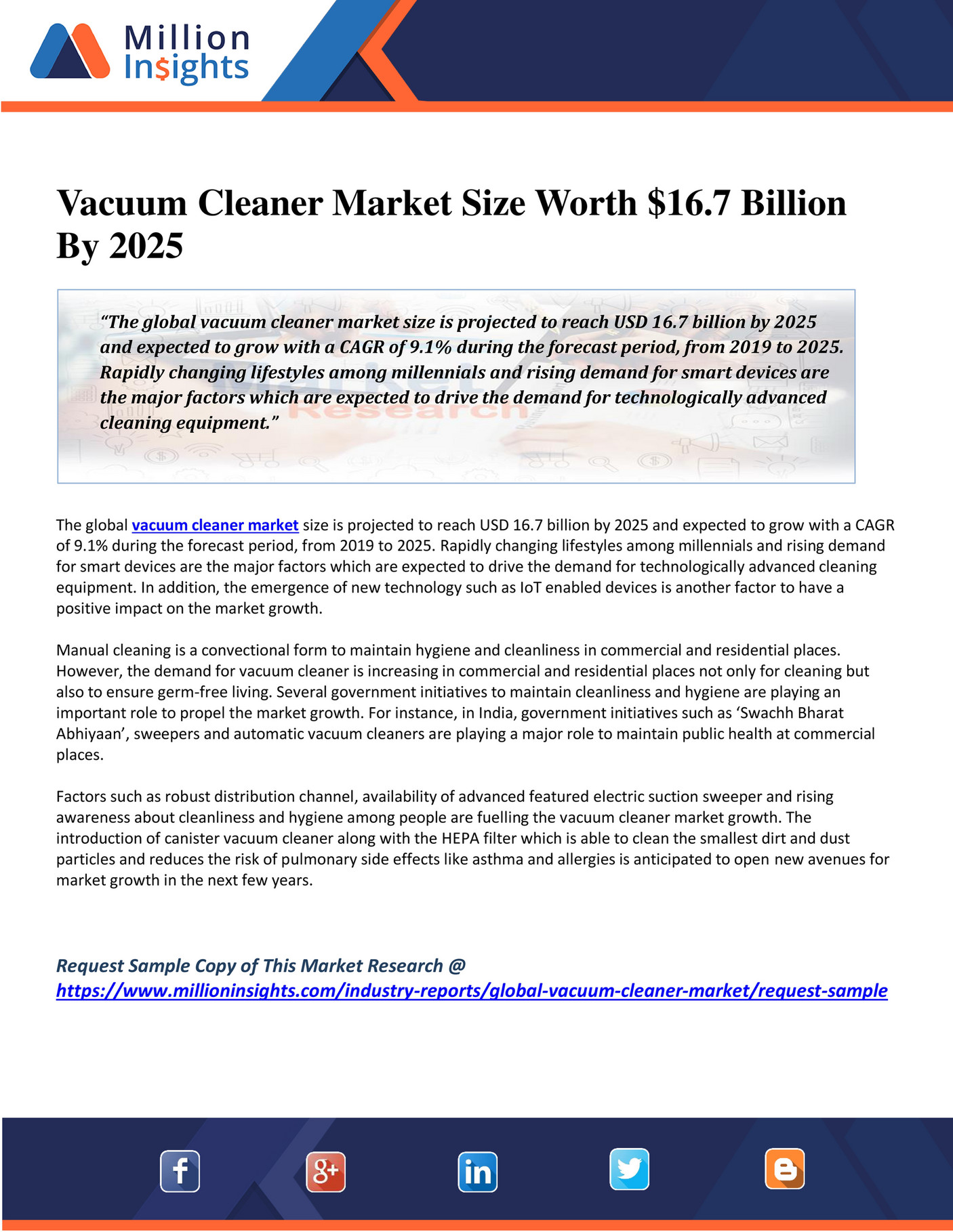 Million Insights Vacuum Cleaner Market Size Worth 16.7 Billion By