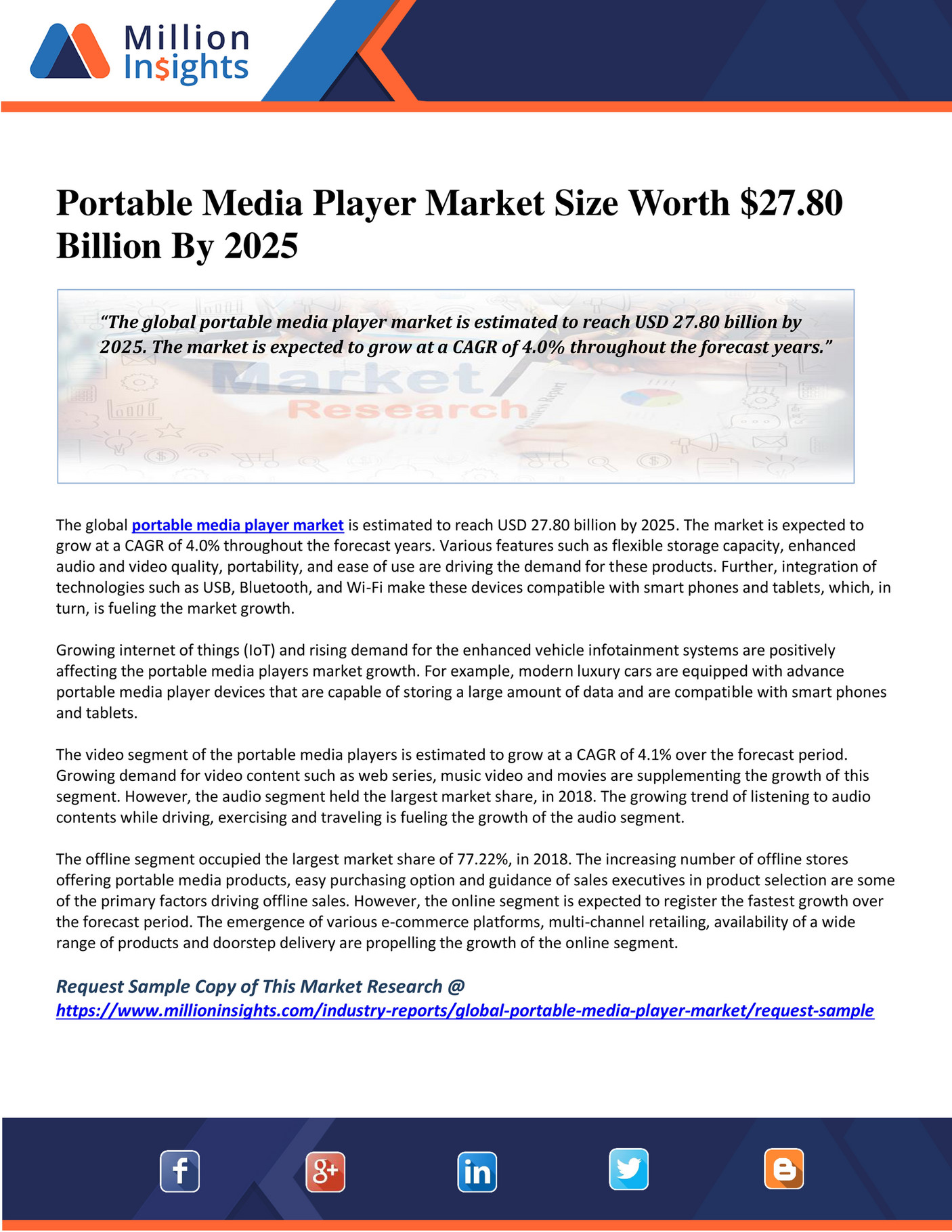 Million Insights Portable Media Player Market Size Worth 27.80 Billion By 2025 Page 1