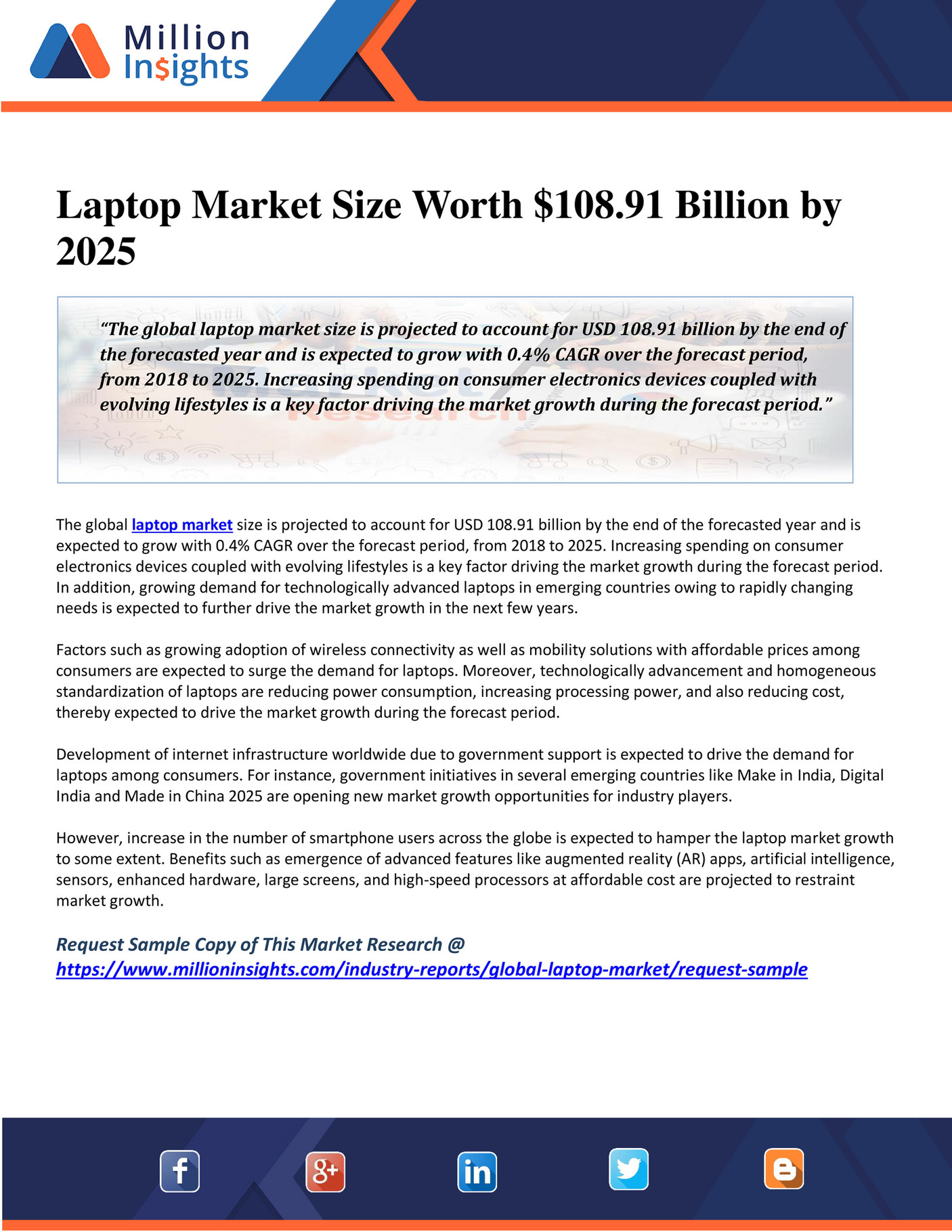 Million Insights Laptop Market Size Worth 108.91 Billion by 2025