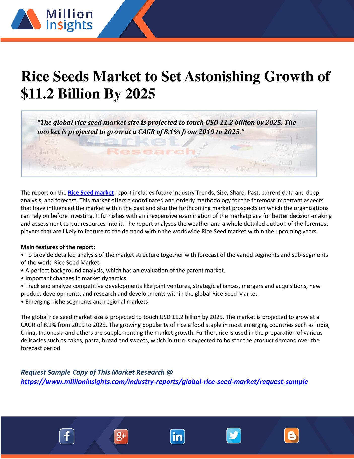 Million Insights Rice Seeds Market to Set Astonishing Growth of 11.2