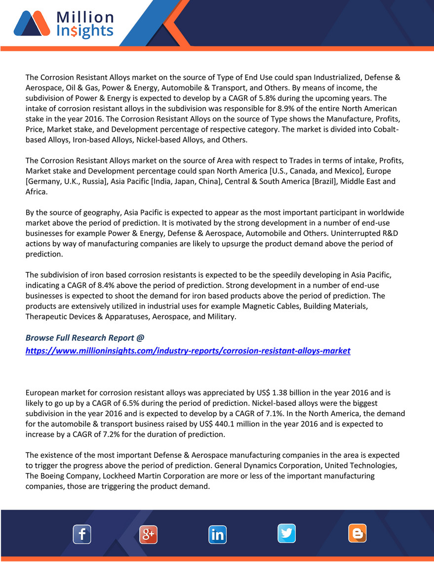 Million Insights - Corrosion Resistant Alloys Market Share to Record Steady  Growth by 2025 - Page 2-3 - Created with Publitas.com