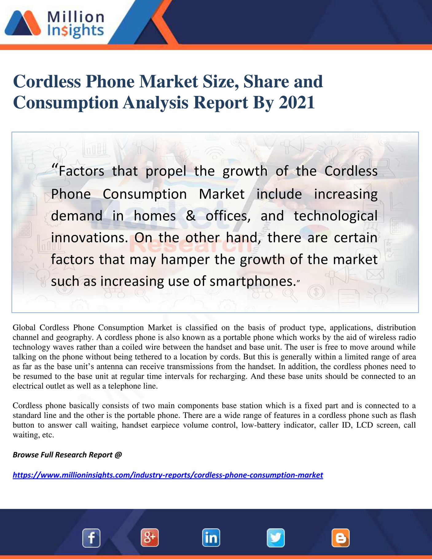 Million Insights Cordless Phone Market Size, Share and Consumption