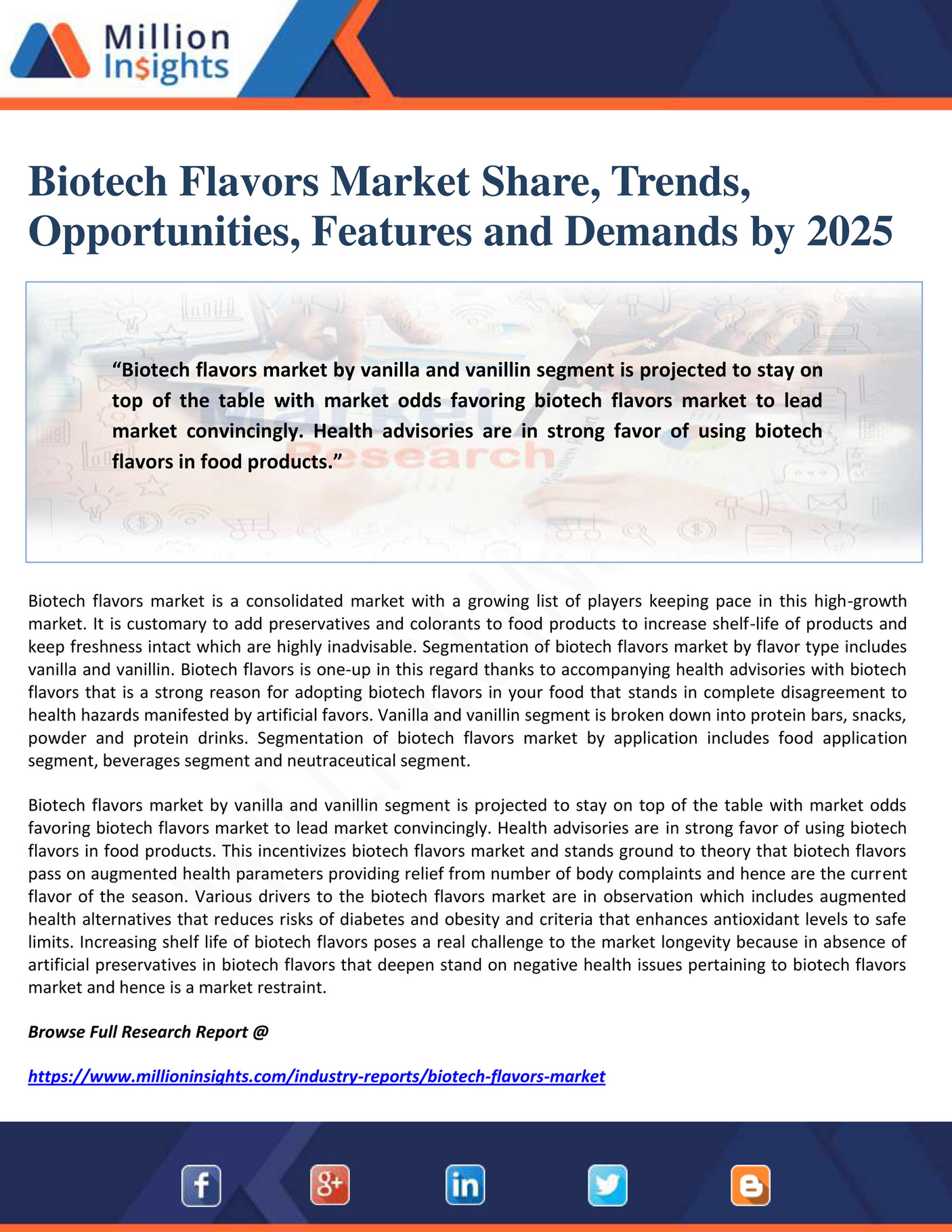 Million Insights Biotech Flavors Market Share, Trends, Opportunities