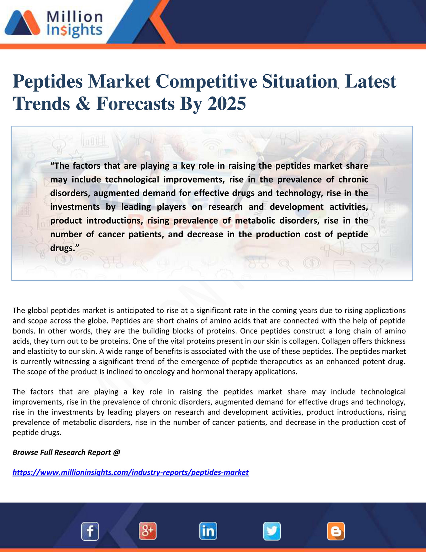 Million Insights Peptides Market Competitive Situation, Latest Trends