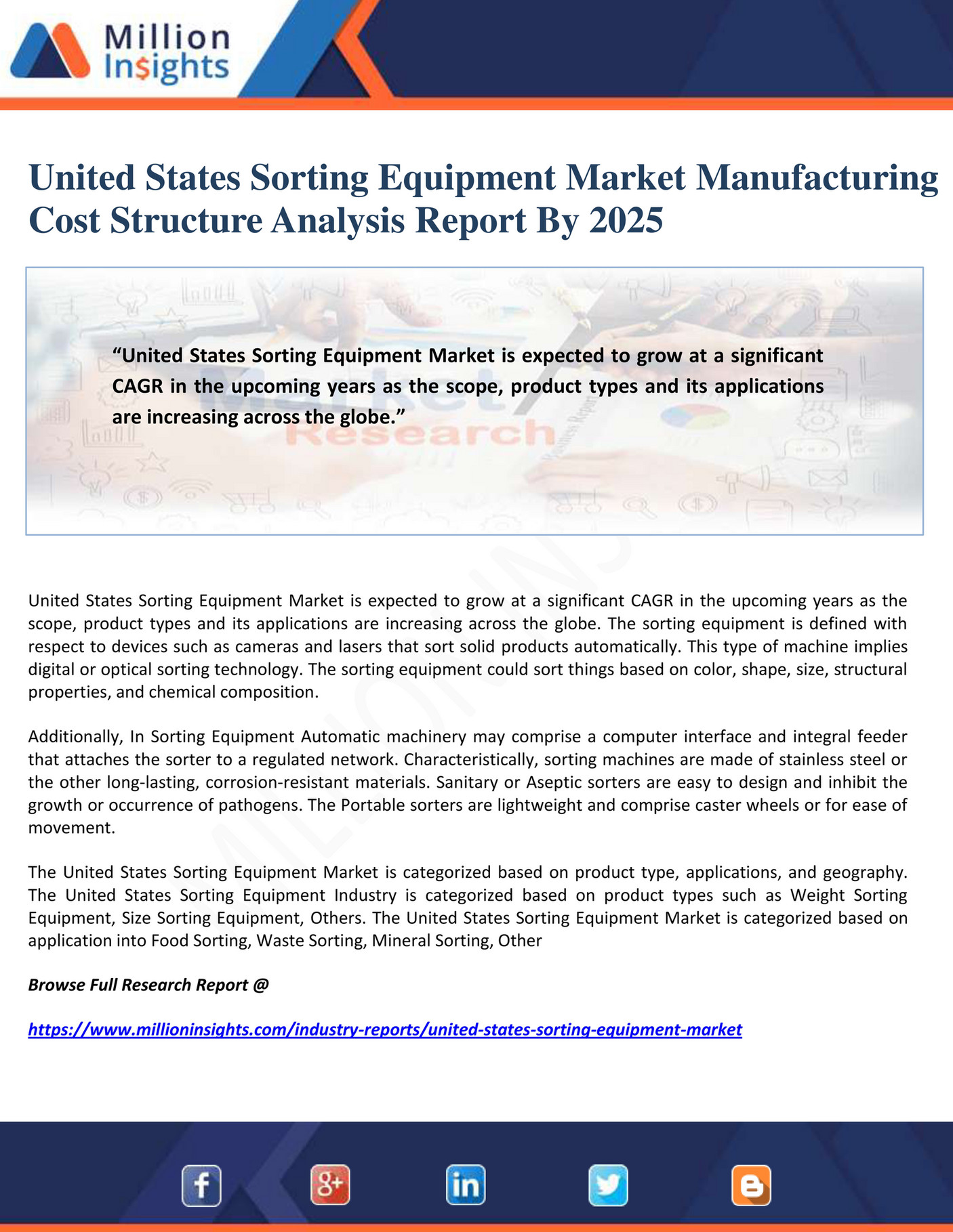Million Insights United States Sorting Equipment Market Manufacturing