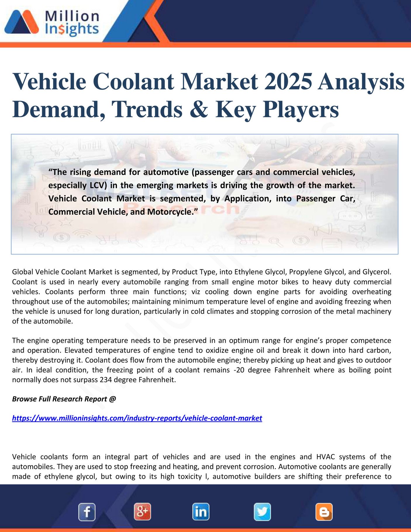 Million Insights Vehicle Coolant Market 2025 Analysis by Demand