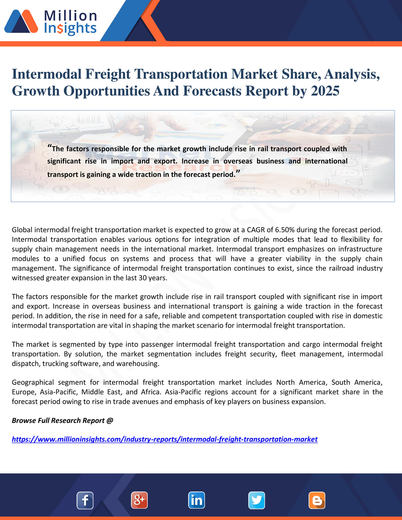 Million Insights Intermodal Freight Transportation Market Share