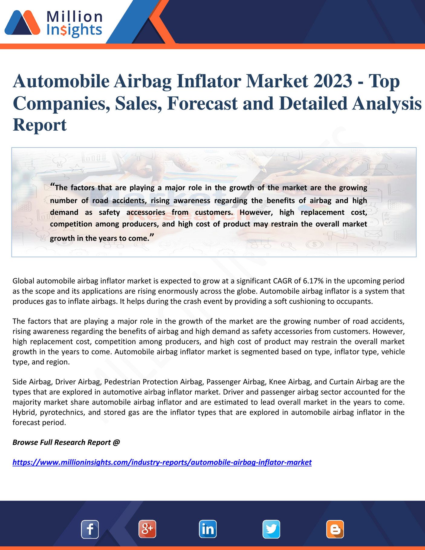 Million Insights Automobile Airbag Inflator Market 2023 Top