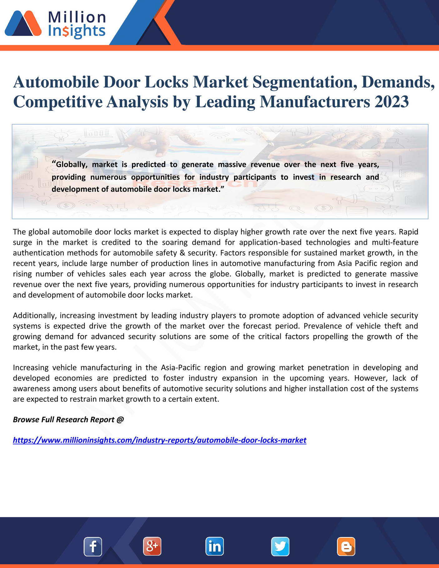 Million Insights Automobile Door Locks Market Segmentation