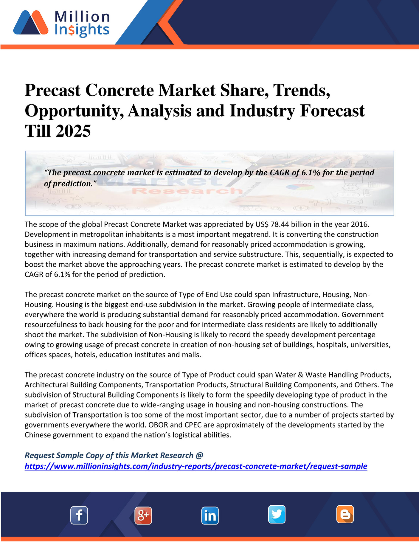 Million Insights Precast Concrete Market Share, Trends, Opportunity