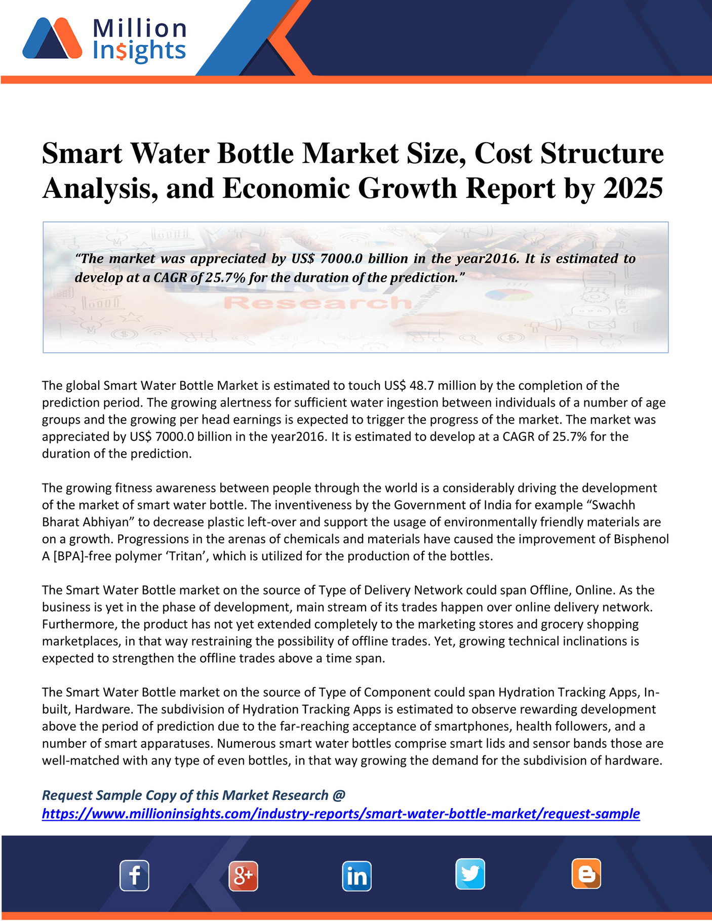 Million Insights Smart Water Bottle Market Size, Cost Structure