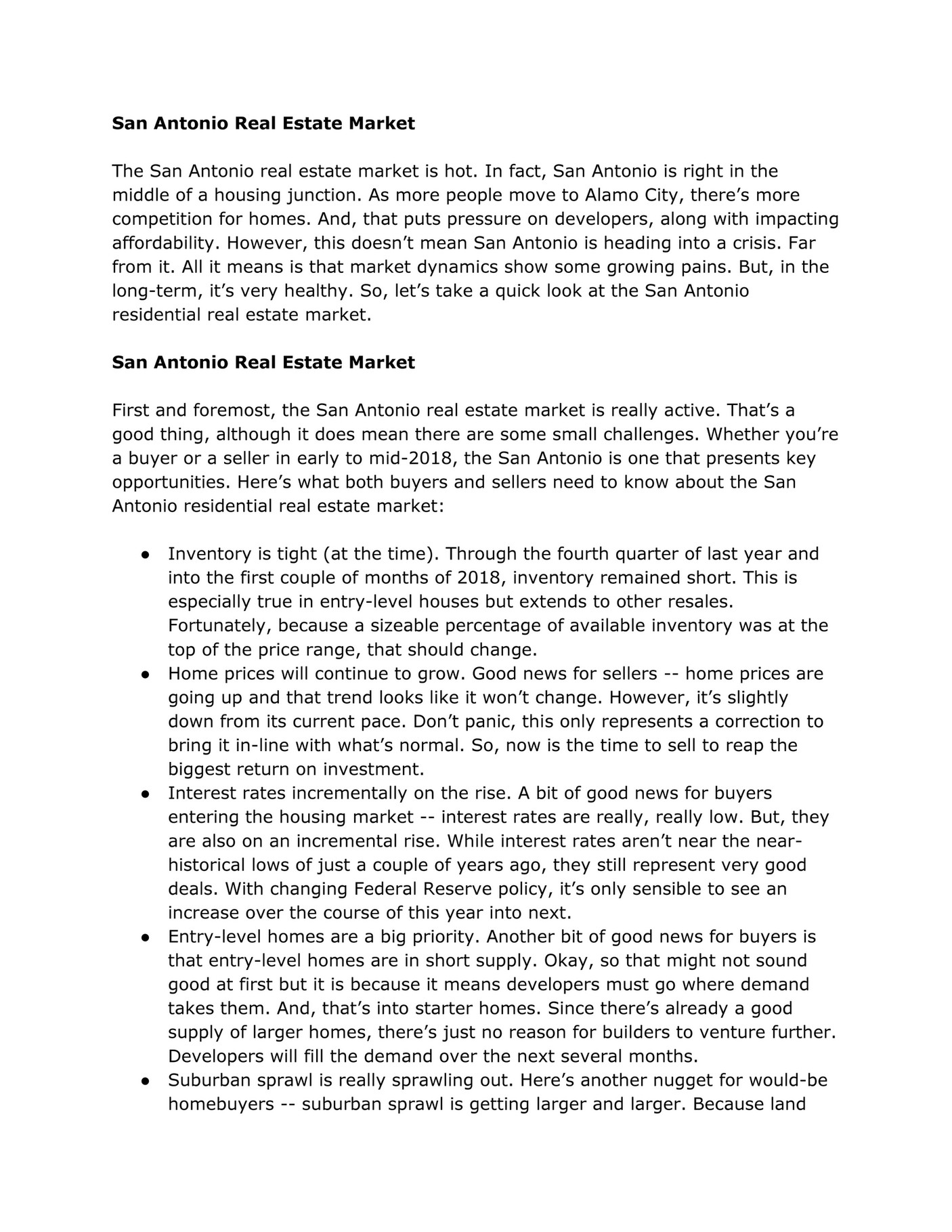 My publications The San Antonio Real Estate Market Page 1 Created