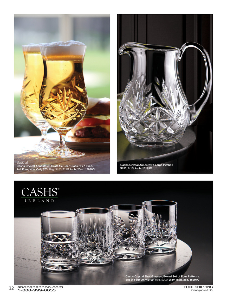 Cashs Ireland, Annestown King Size 3Of Scotch Crystal Whiskey Glasses, 1+1 Free