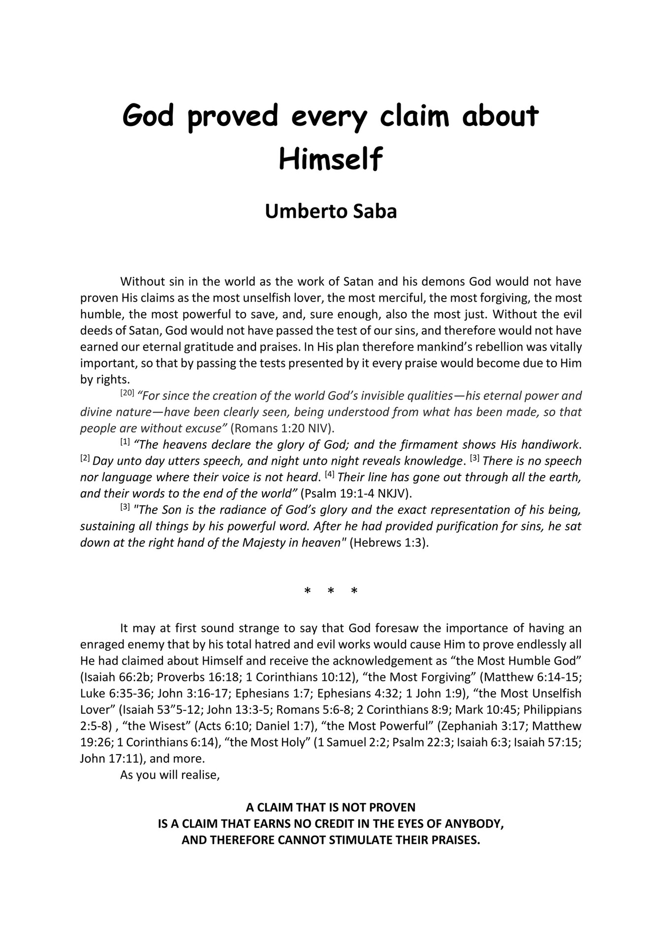 God proved every claim about Himself - Page 2-3