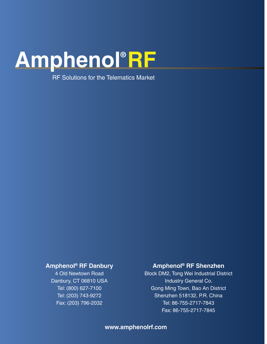 Amphenol RF Amphenol RF 2007 FAKRA Catalog Page 24 Created with