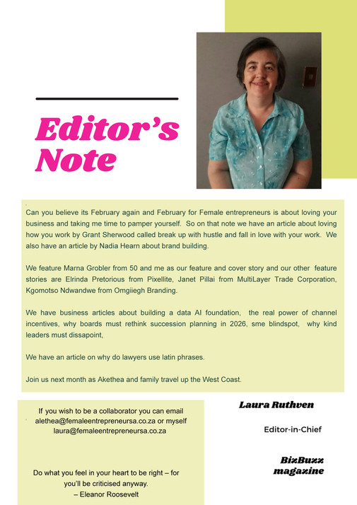 Janet Rethink Female Entrepreneur SA - BizBuzz February 2026 - Page 2-3 - Created ...