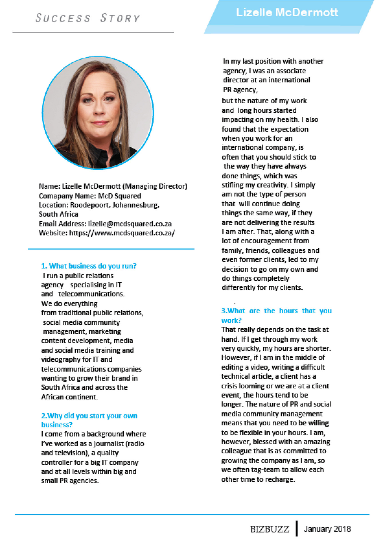 Female Entrepreneur Sa Bizbuzz January 2018 Page 54 55