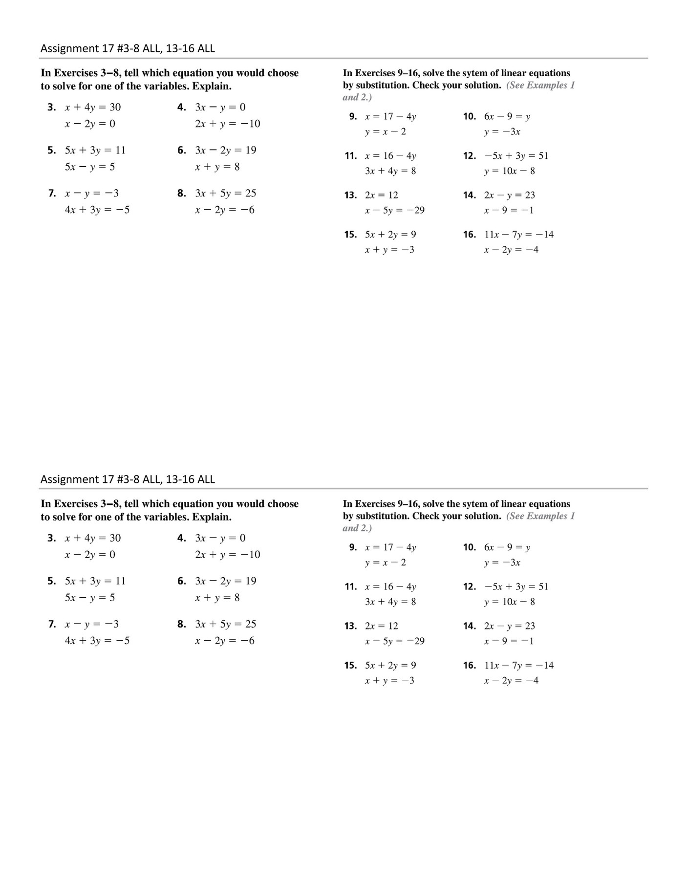 Solving systems by substitution part 2 homework 5 picture