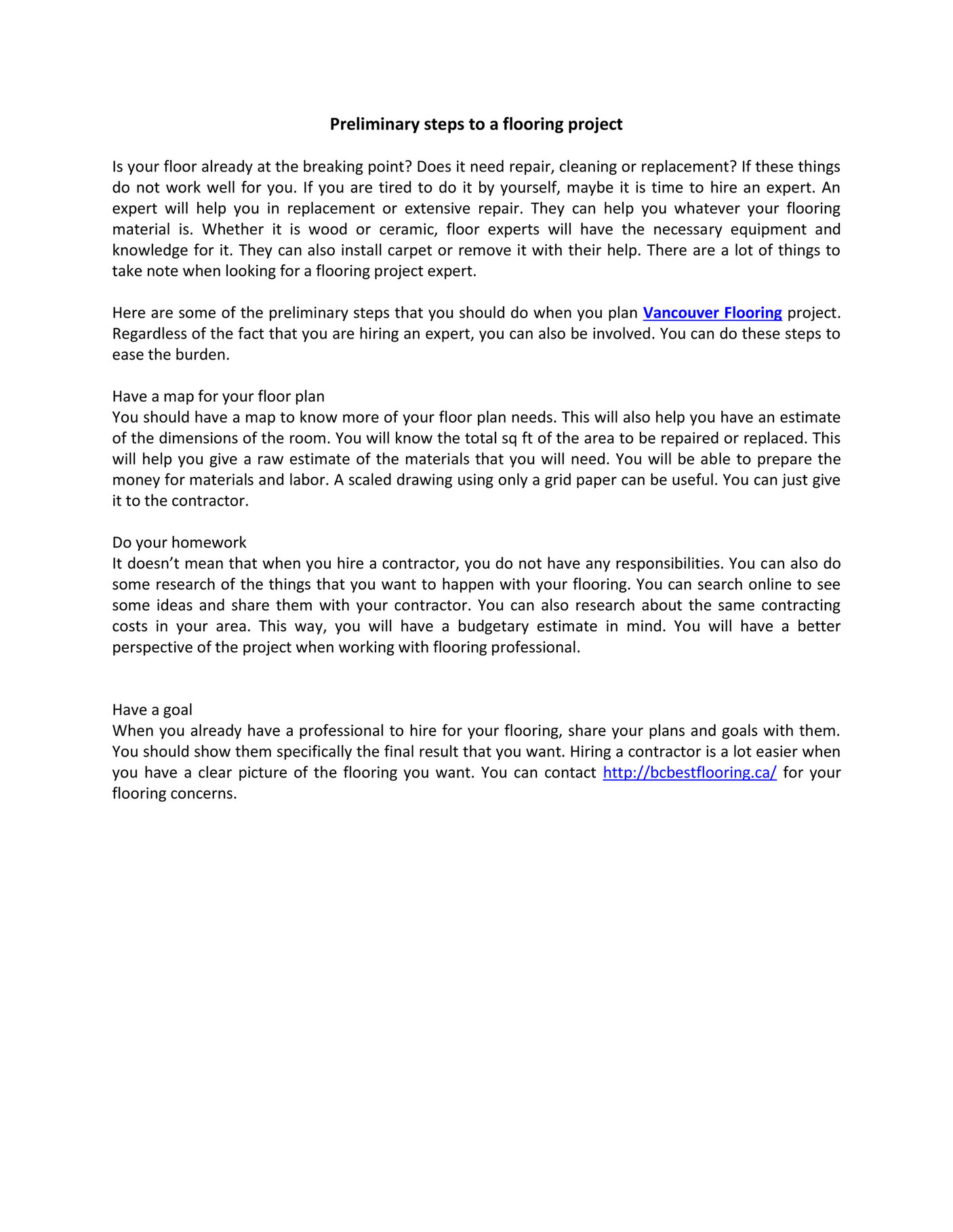 BC BEST FLOORING® COMPANY Vancouver Flooring Page 1 Created with