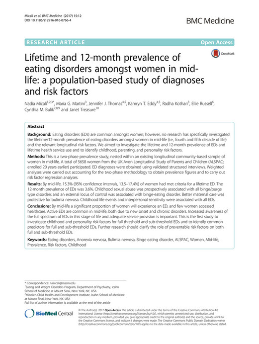 Eating Disorders and Pregnancy - Lifetime and 12-month prevalence of ...