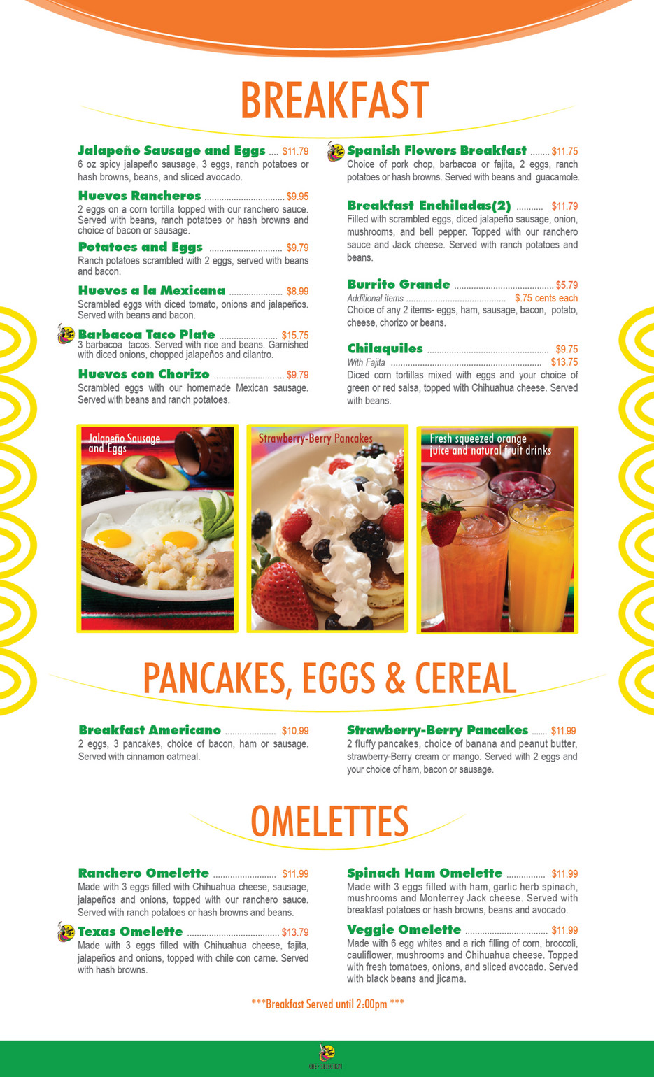 Spanish Restaurant Breakfast Menu