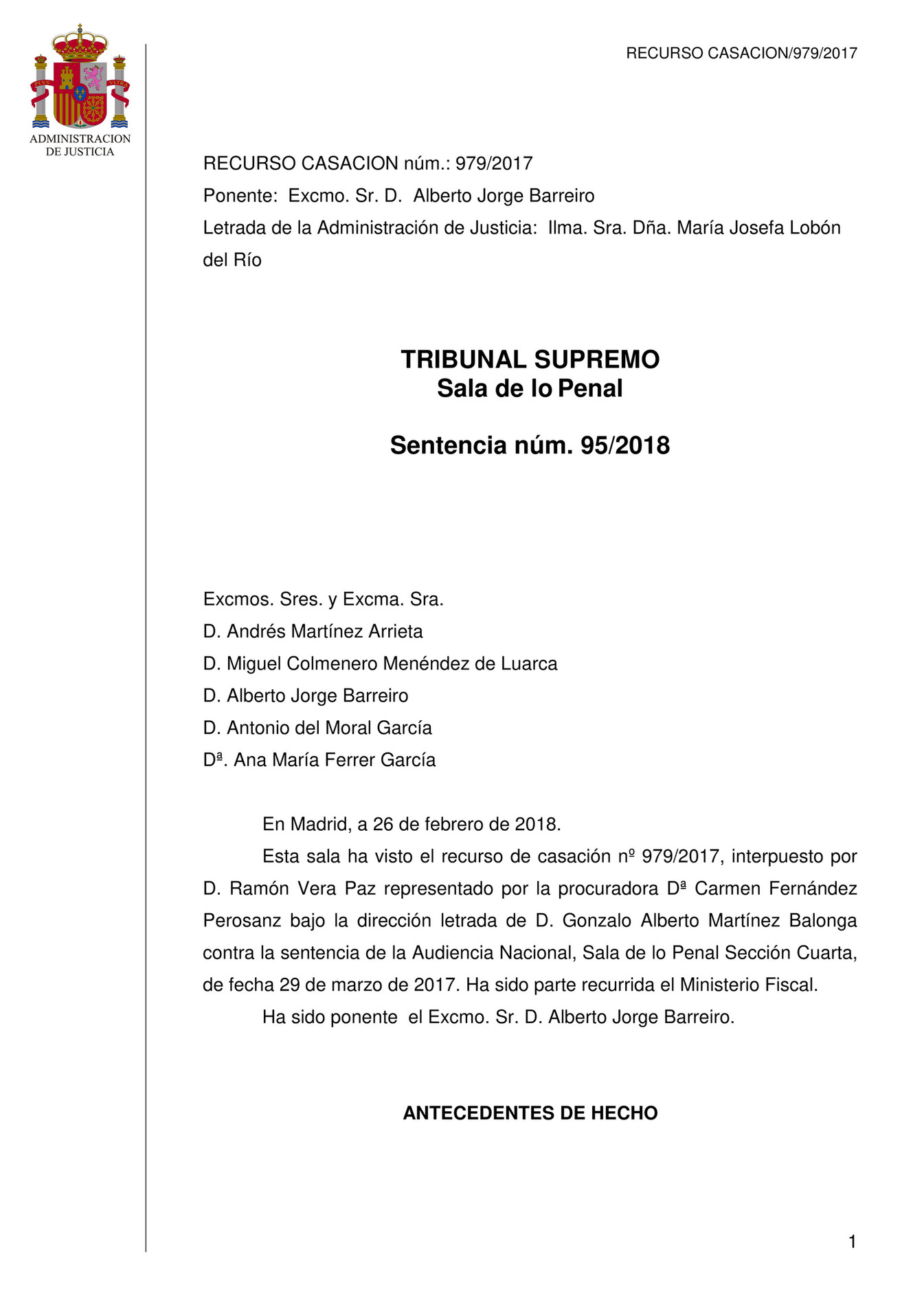 dfrter - Sentencia de la Sala Segunda del Tribunal Supremo absolviendo