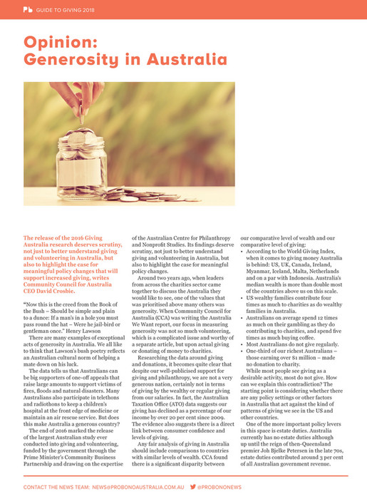 Pro Bono Australia - Guide to Giving 2018 - Page 12-13 - Created with ...