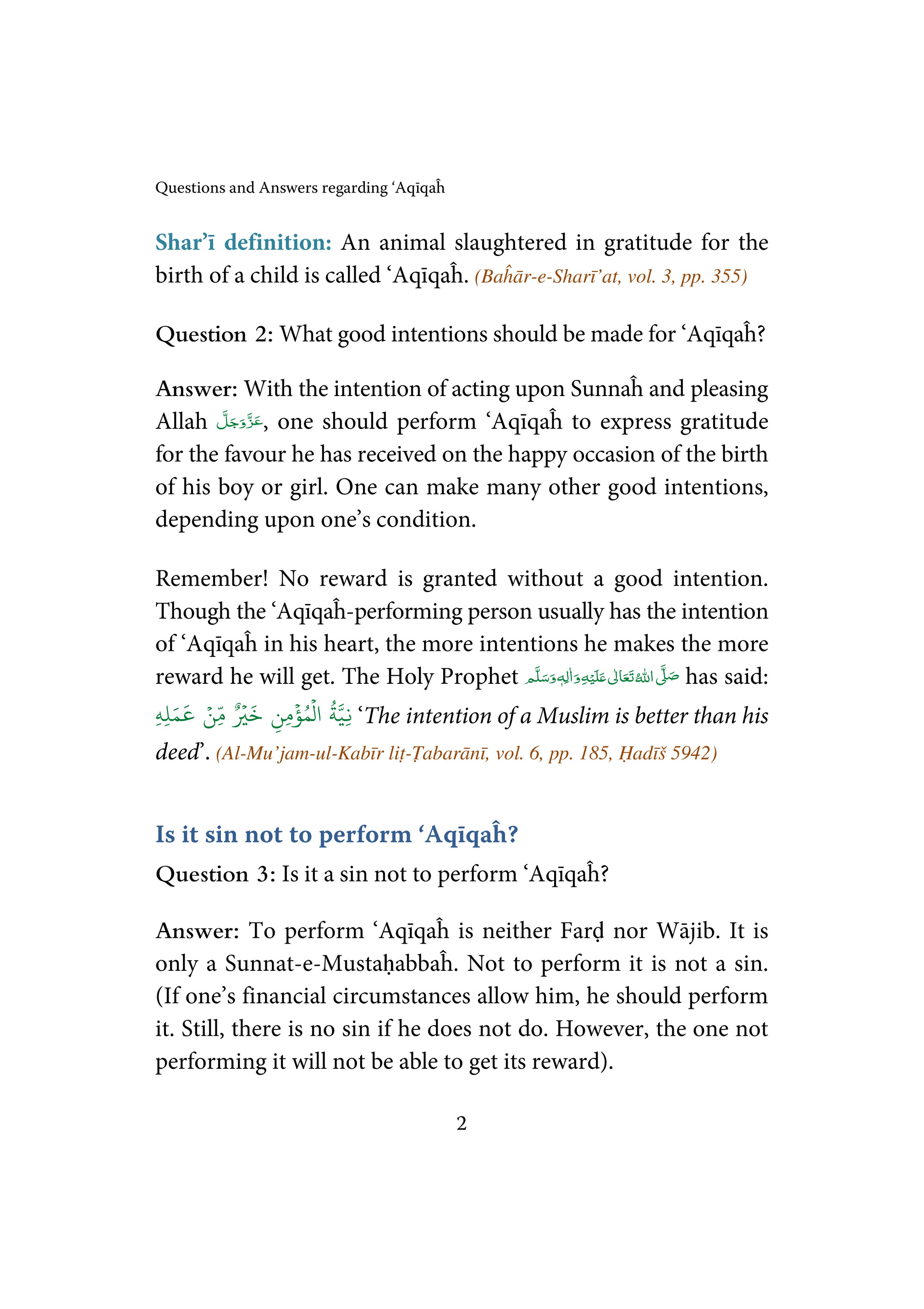 My Publications Questions And Answers Regarding Aqiqah Page 8 9 Created With Publitas Com